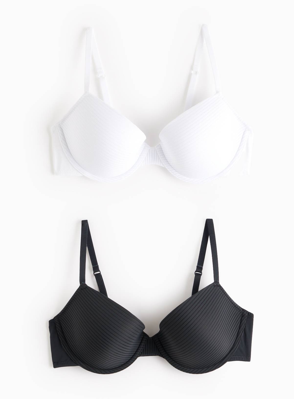 Black & White Stripe Mesh T-Shirt Bra 2 Pack 40D - Image 1